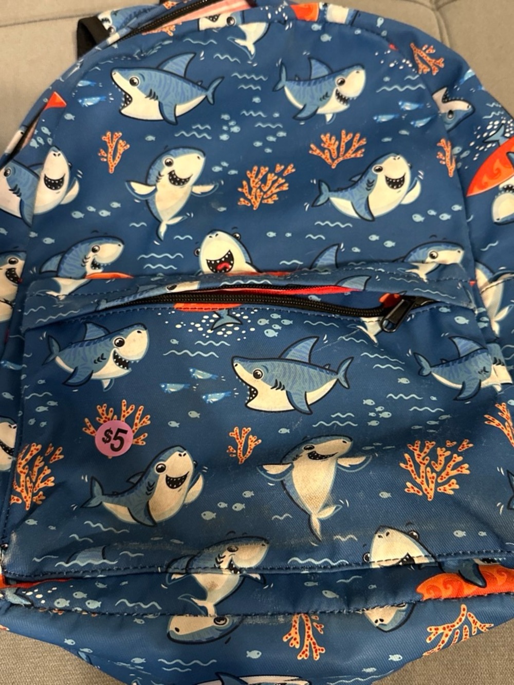 Kids Shark Print Backpack - Blue